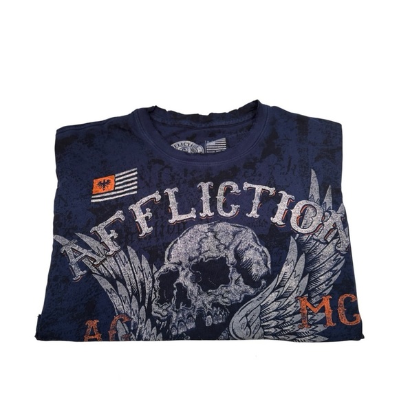Affliction Other - Affliction Mens Graphic Tee Skull Dark Blue Size Extra Large